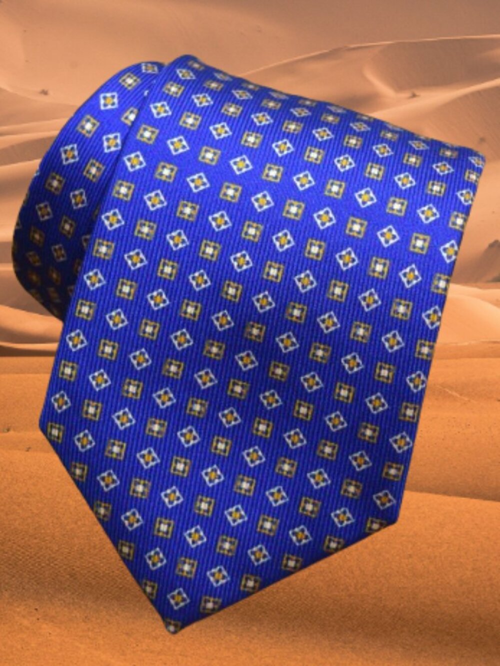 $590 BRIONI Handmade Blue Orange Squares Geometric Long XL Silk Tie Made Italy